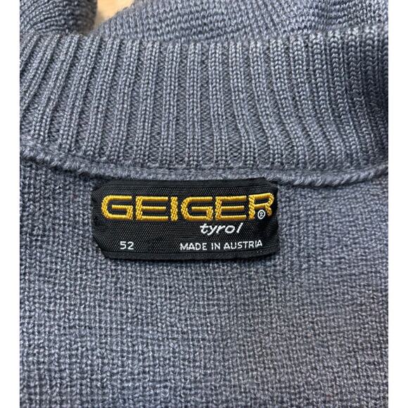 Geiger Men's Wool Bomber Jacket Vintage Grey Navy sz 52 EU or M / 42 US - Picture 6 of 11